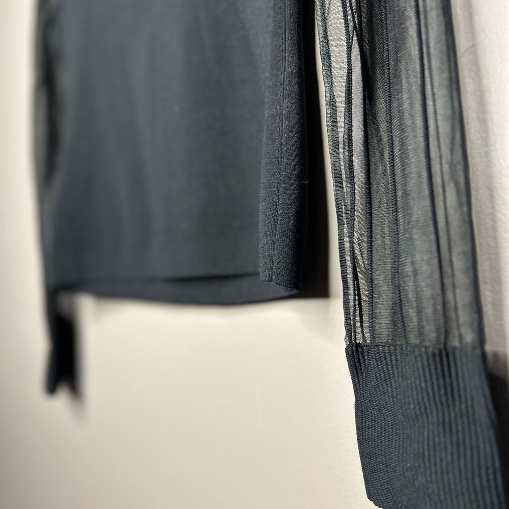 Milly Black Sheer mock neck long Sleeve Top size s - Picture 9 of 15